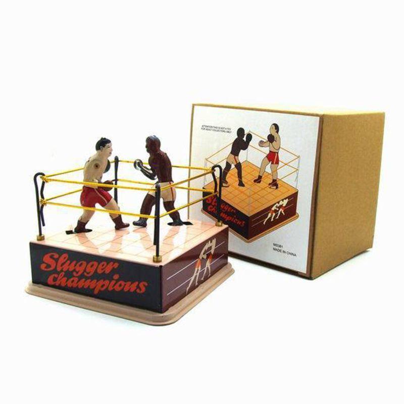 Durable Clockwork Christmas Boxing Ring Wrestling Boxers Wind-up Self Playing