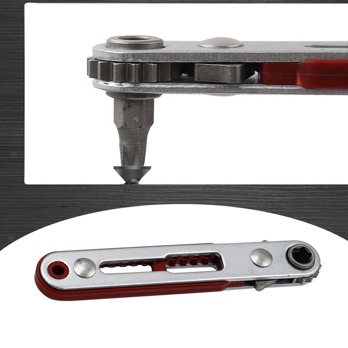 Low Profile Mini Ratchet Wrench 1/4 inch Offset Ratcheting Screwdriver