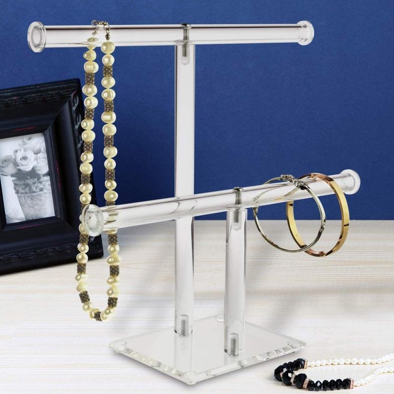 2 Tier T-Bar Jewelry Display Bracelet Display Holder Stand Display Organizer