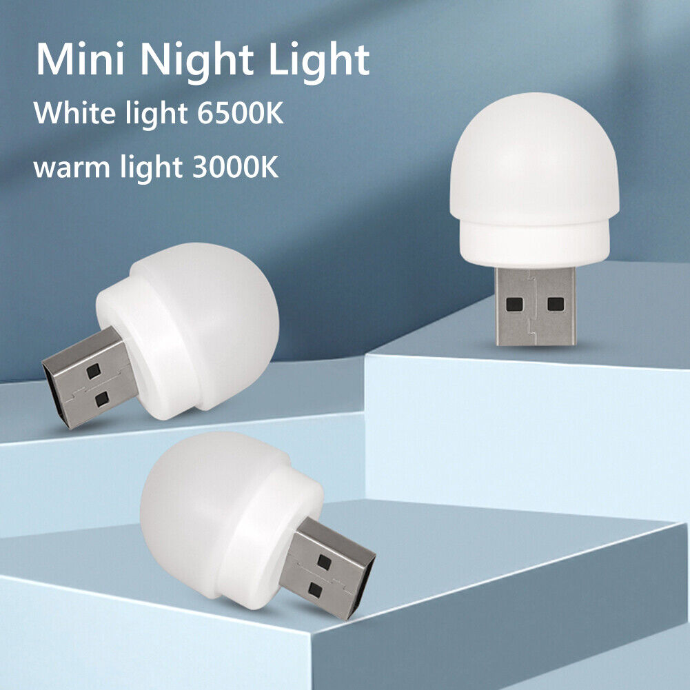 USB Plug Lamp Computer Mobile Power Charging USB Night Light (1pc-Warm)