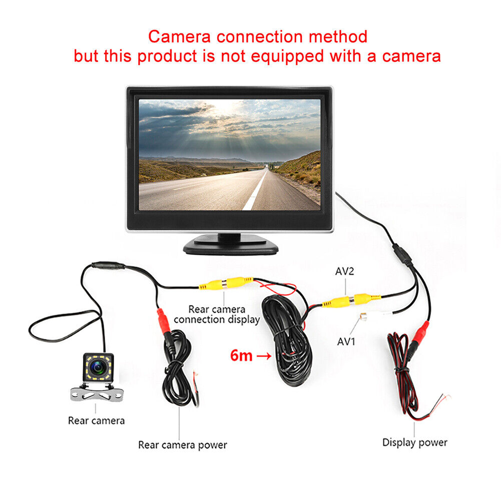 Car Parking Rear View Display with Bracket TFT LCD HD Security Monitor Kit