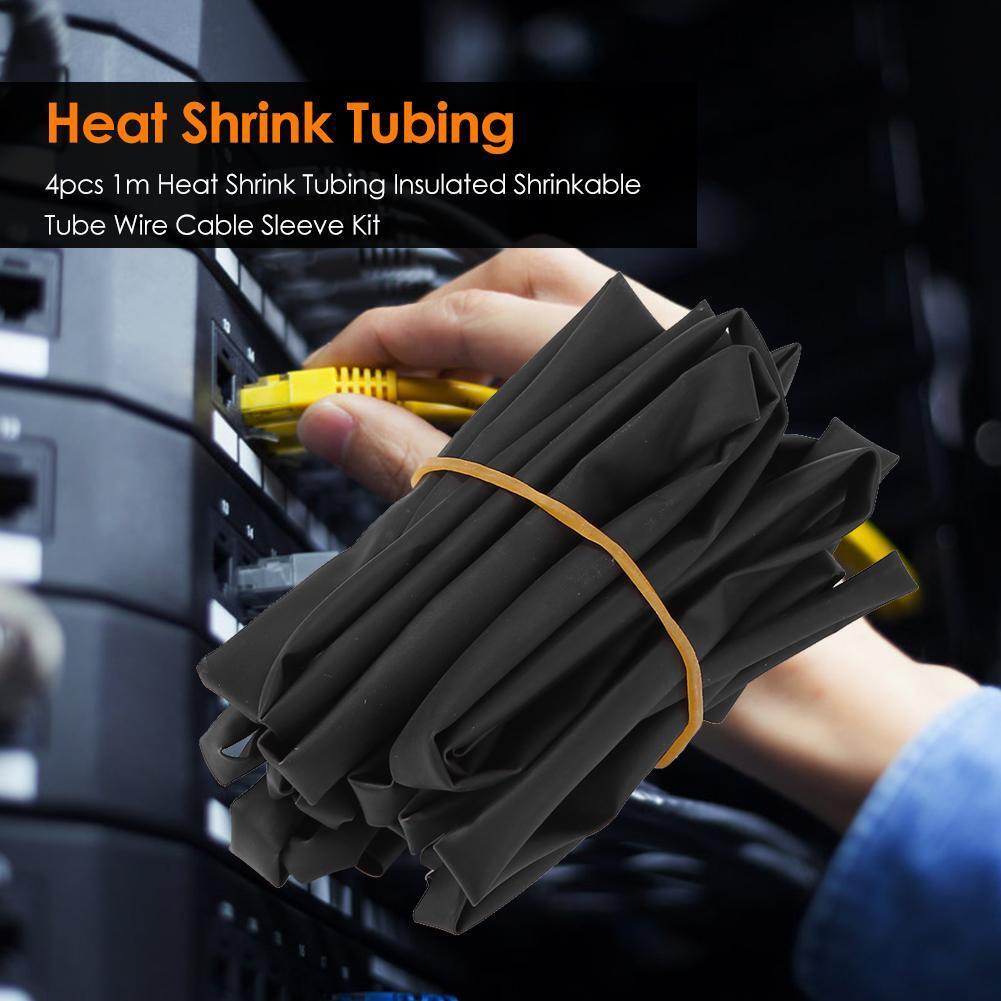 4pcs 1m Heat Shrink Tubing Insulated Shrinkable Tube Wire Cable Sleeve Kit