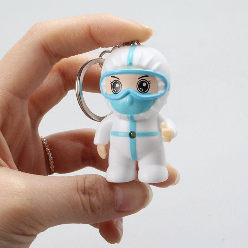 LED Pendant Jewelry Key Chain Pendant Decorations Luminous Cartoon Nurse Keyring