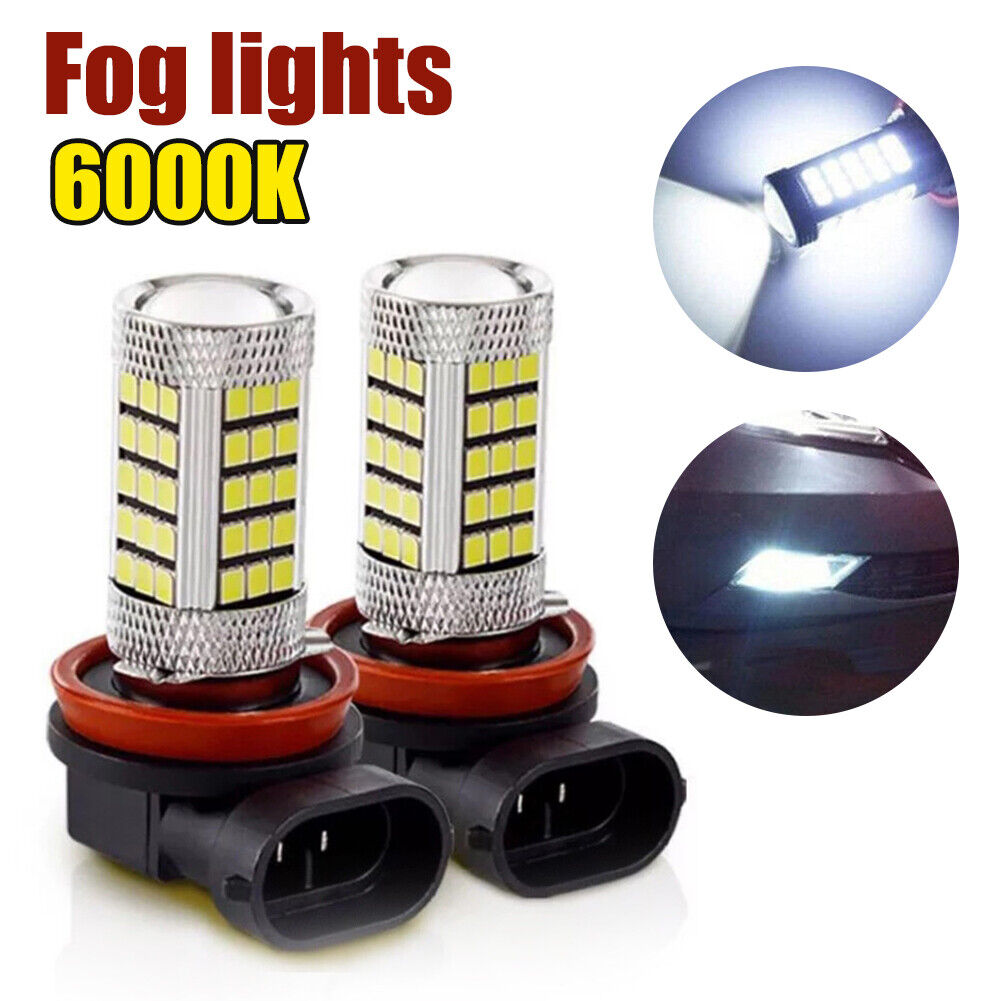 2pcs H8 LED Car Fog Light Bulbs 6000K 3030 SMD LED Fog Lamp Bulbs 12-24V