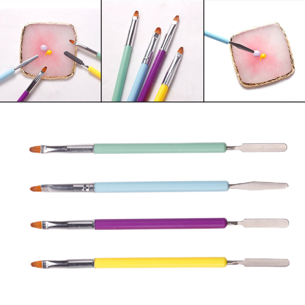 4 Pieces UV Gel Acrylic Nail Brush Drawing Painting Round Home Salon Use
