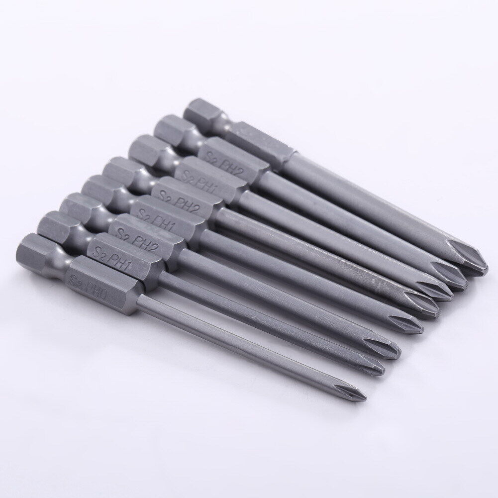 8pcs 75mm Magnetic Long Hex Cross Head Screwdriver Bits Electric Screwdrive