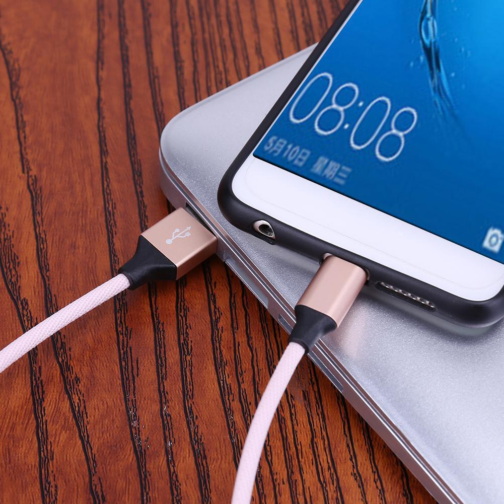 1M Type-C Aluminum Case Nylon Braided Charging Data Sync Cable(Pink)