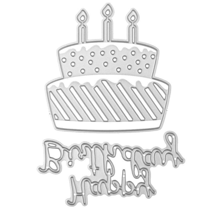 Happy Birthday Cake Metal Cutting Dies Stencil DIY Scrapbooking Album Paper Card