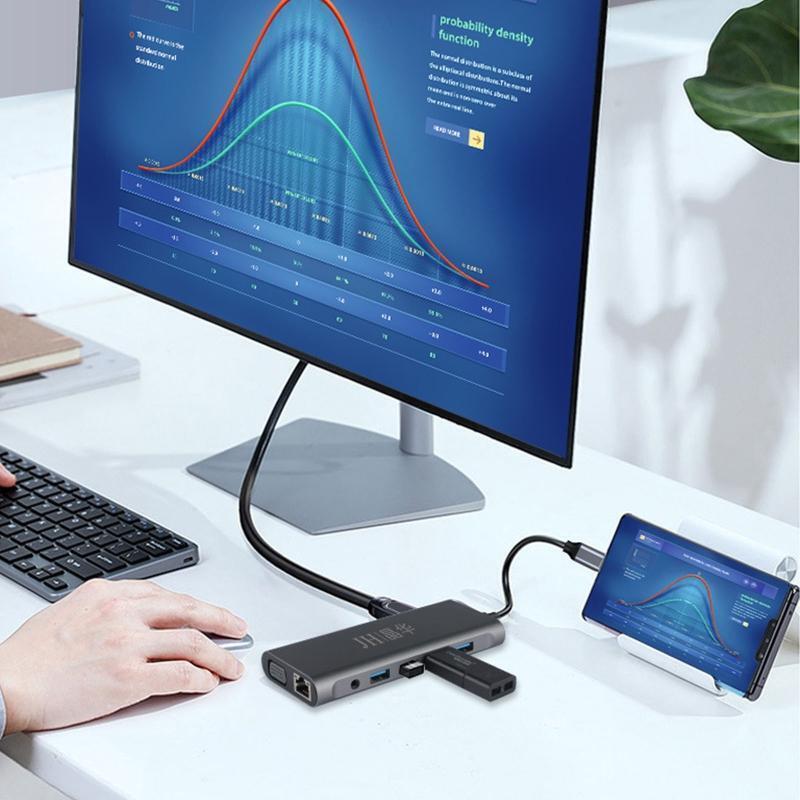 12 in 1 USB Hub 3.0 Type-C Adapter Hub Docking Station HDMI-compatible 100W PD