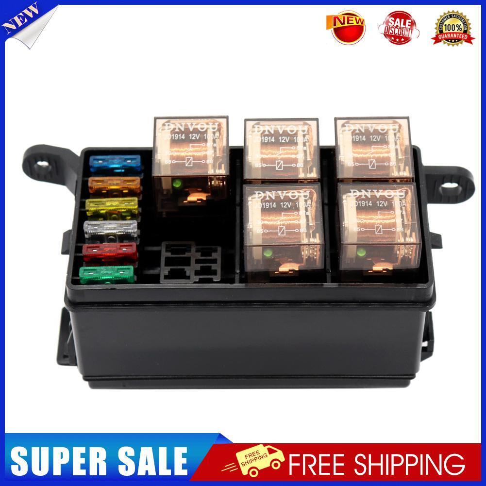Universal 12V Car Marine 6-Way Relay+ 6-Slot ATO/ATC Blade Fuse Holder Box