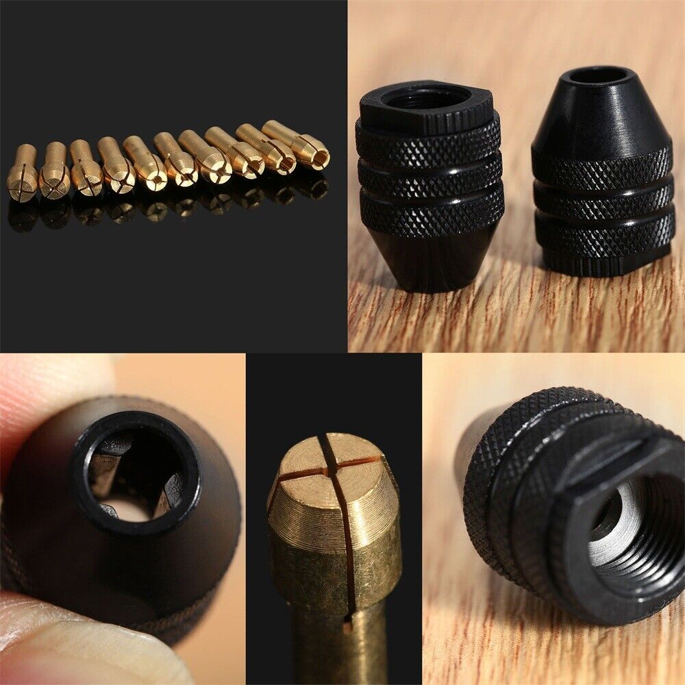 0.5mm-3.2mm Brass Collet Bits 4.8mm Shank & Drill Keyless Chuck Rotary Tool C6B