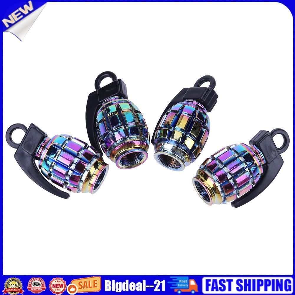 4pcs Rainbow Color Car Tire Aluminum Dust Caps Covers for Schrader Valves