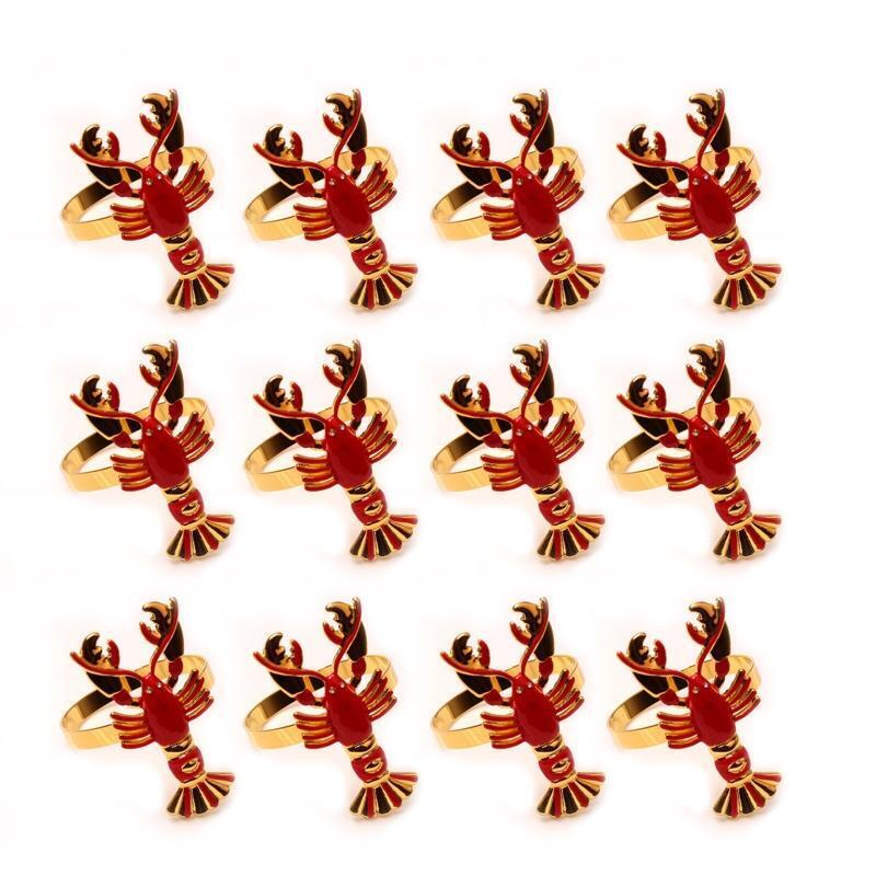 12Pcs Cute Lobster Napkin Rings Metal Serviette Buckle Holder Theme Party Decor