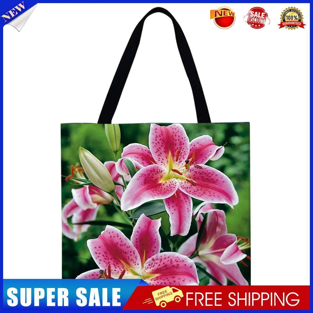 Flowers Printed Shoulder Shopping Bag Casual Large Tote Handbag (40*40cm)