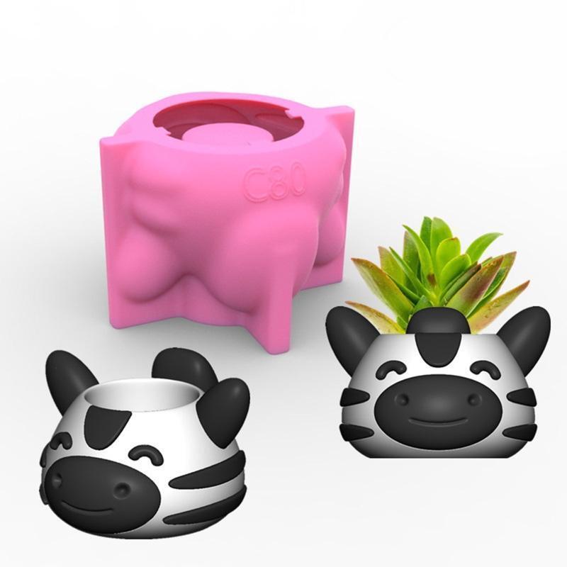 Geometric Zebra Gypsum Silicone Molds for Making Succulent Plant Flower Pot
