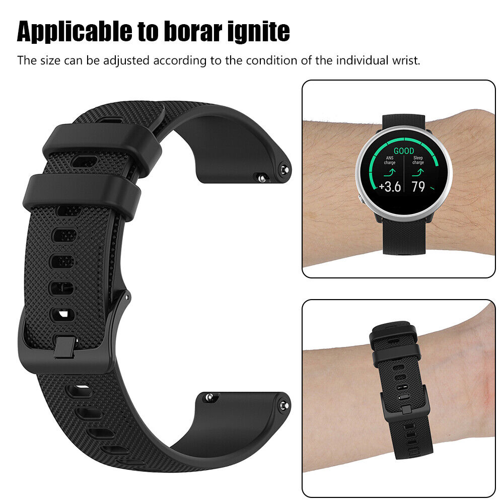 20mm Silicone Replacement Watch Band Wrist Strap for Polar Ignite (Black)