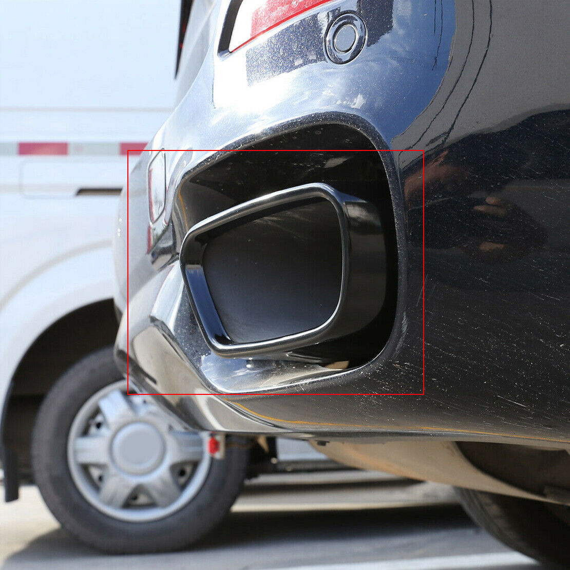 Black Stainless Steel Exhaust Muffler Cover Trim Fit For BMW X5 F15 X6 F16