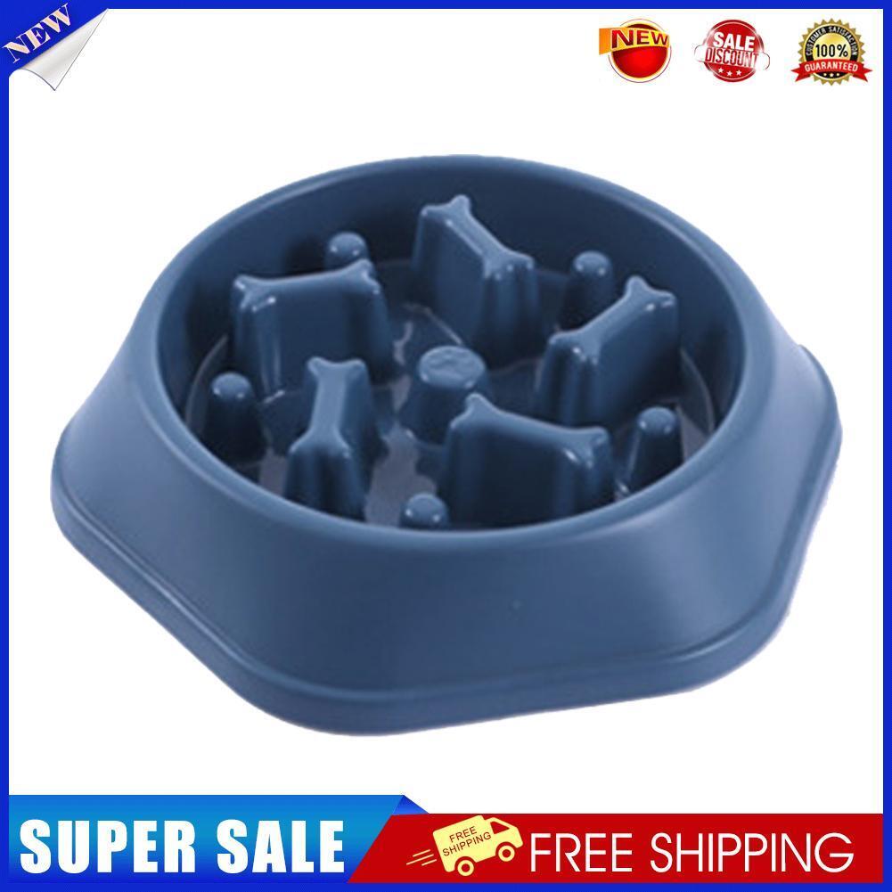 Pet Slow Eating Dish Cat Dog Anti Choking Puppy Feeder Food Bowl (Blue)