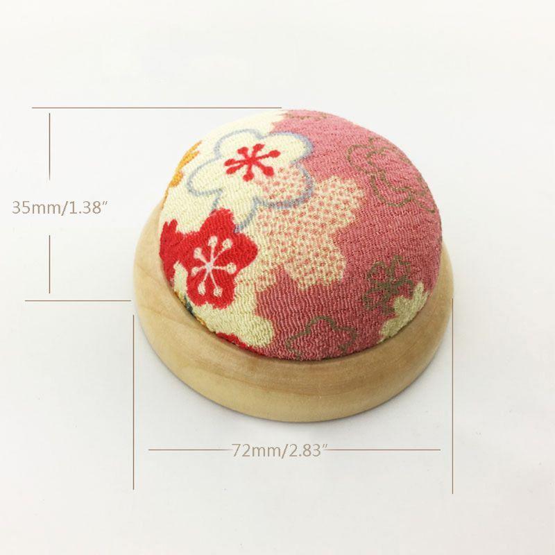 Round Needle Pin Cushion with Wooden Base Pincushion Needles Collect Holder