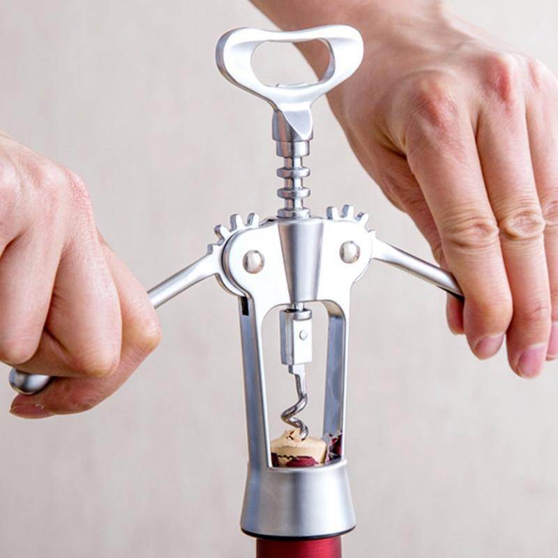 Stainless Steel Wine Bottle Opener Handle Pressure Corkscrew Red Wine