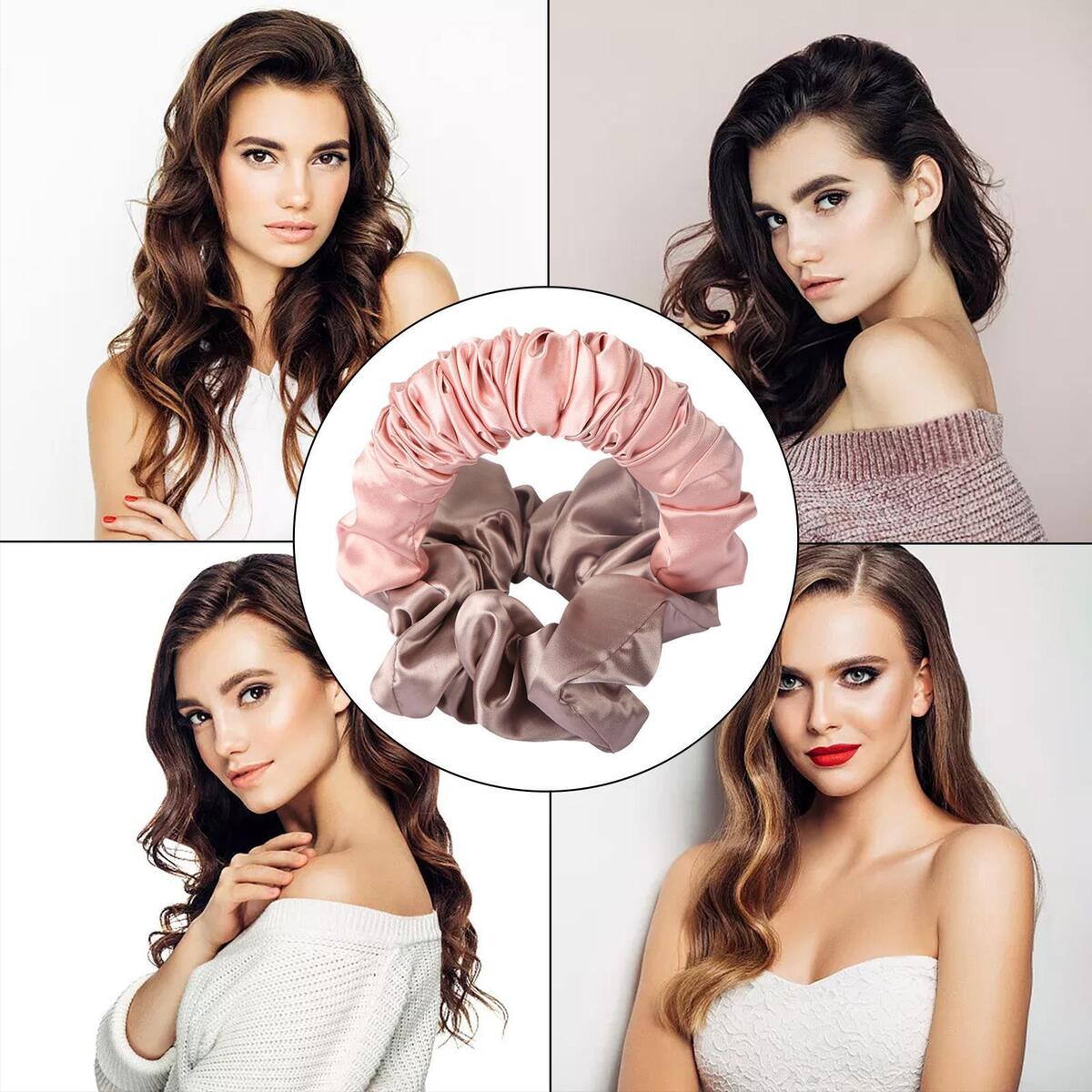 Sleeping Heatless Curling Rod Hair Curl Rod Silk Ribbon Headwear Women Pink