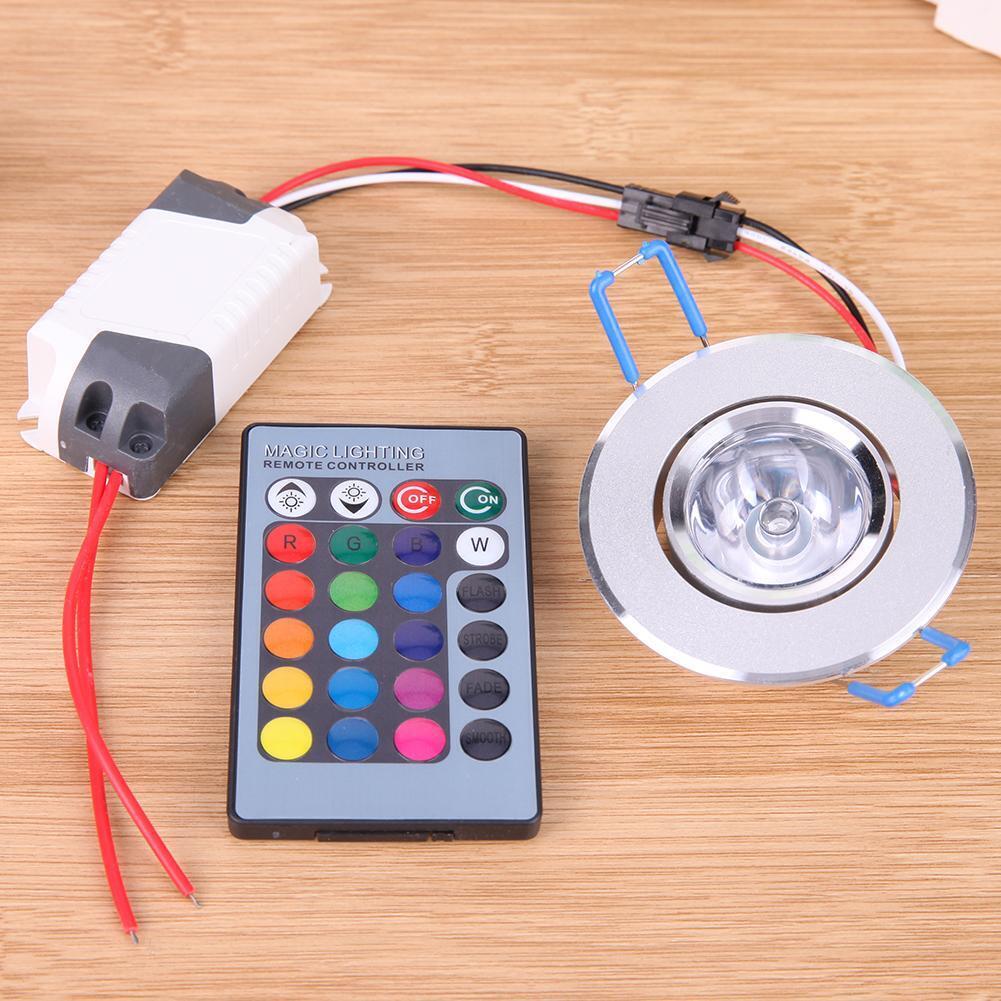 3W RGB Downlight AC85-265V Ceiling Light Lamp Spot Light w/ Remote Control
