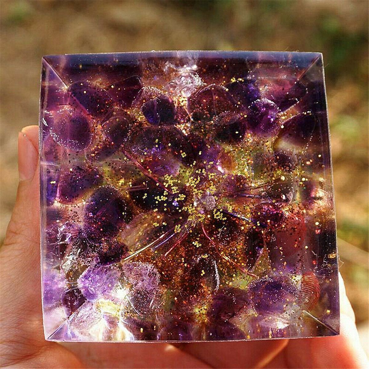 Crystal Chakra Orgone Pyramid Energy Orgone Stone Amethyst Peridot Crystal