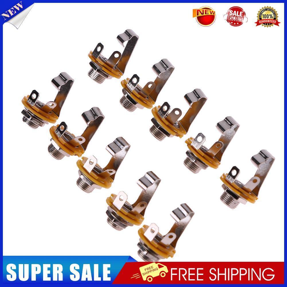 10pcs 1/4in Guitar Jack Socket Connector Female for Electric Guitar Bass