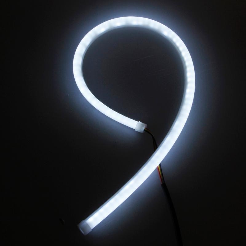 New 2pc 45cm White DC 12V Amber Tube Switchback Headlight LED Strip DRL For Audi