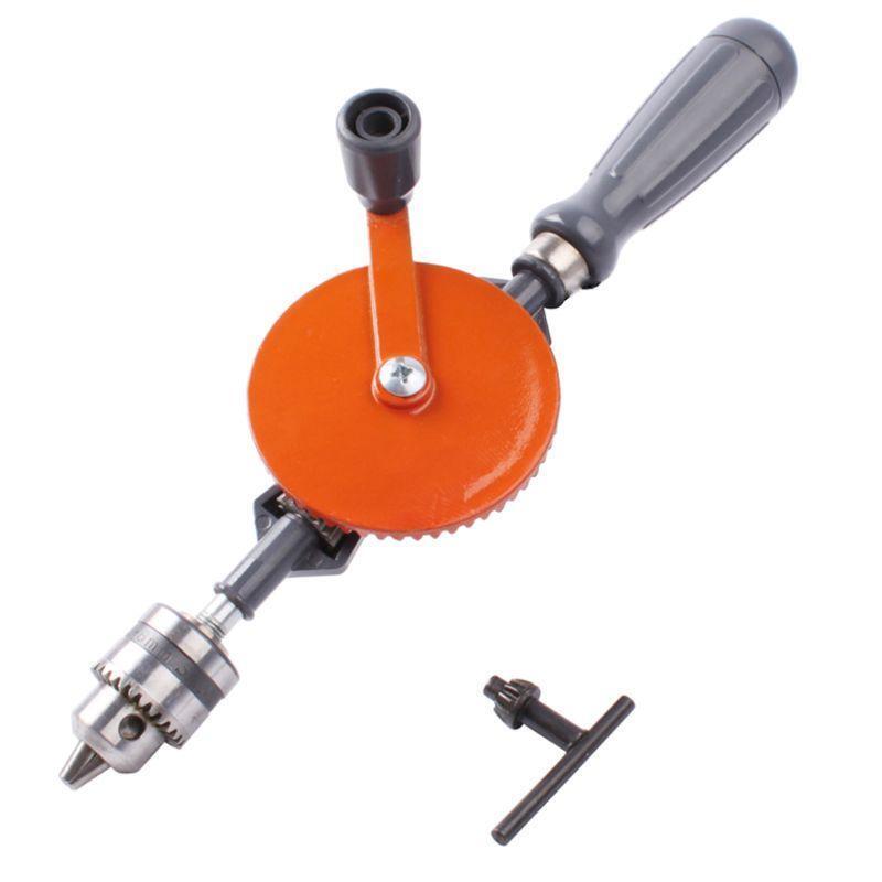 1/4 inch Portable Hand Crank Manual Drill for Wood Plastic Double Gear w 2Pinion