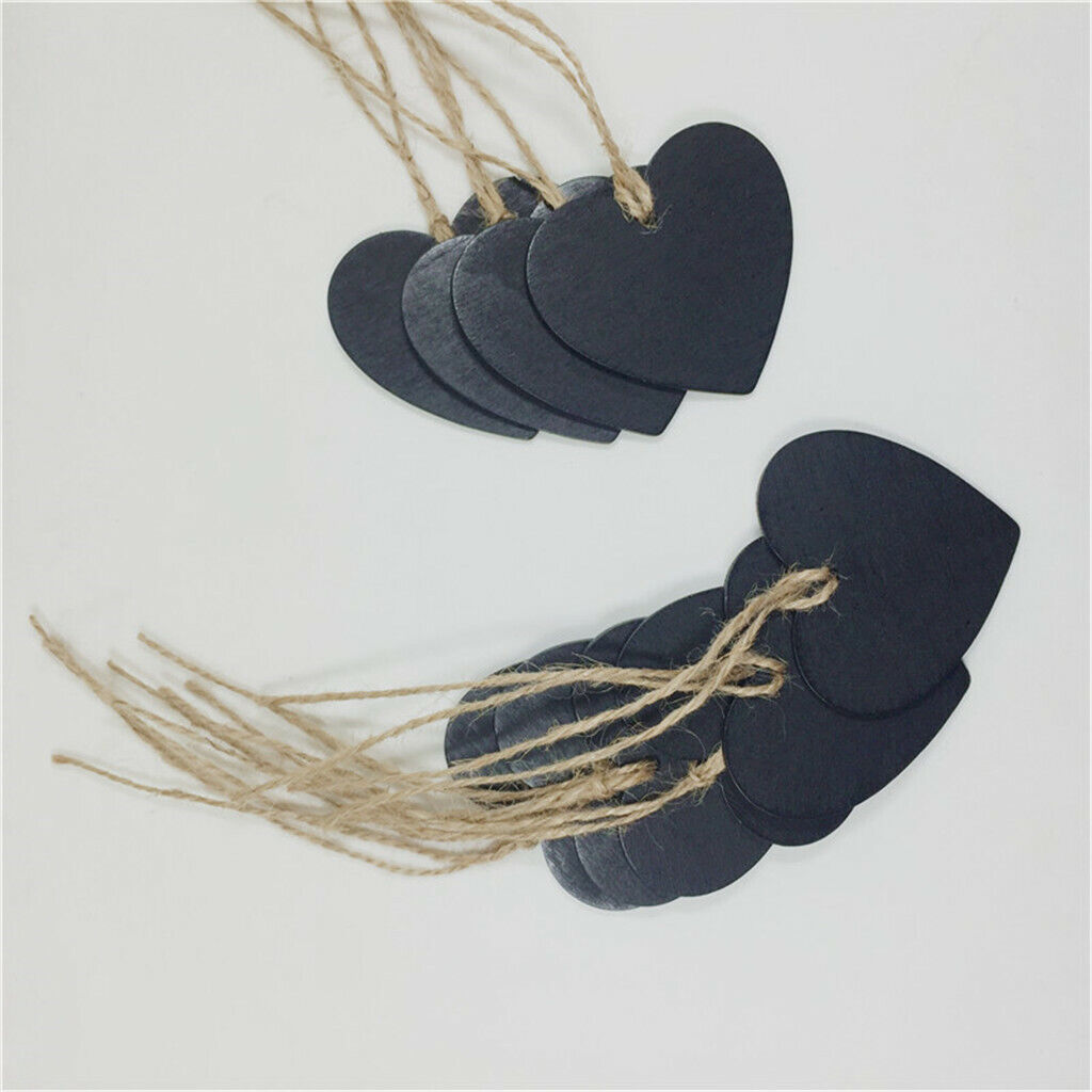 10 Pieces Wooden Heart Hanging Chalkboard  Message Blackboard Wedding