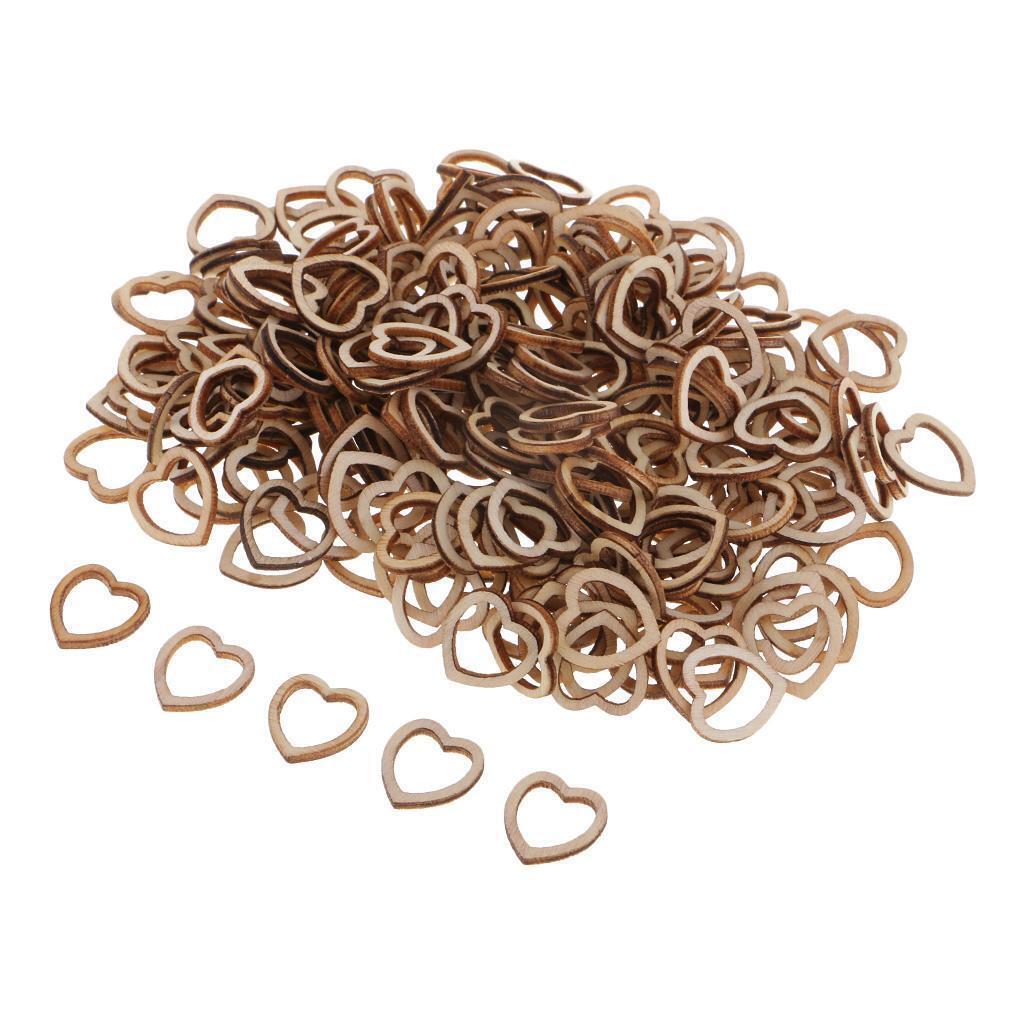 250 Pieces Natural Wooden Heart Slices Craft Wood Embellishments Decorations