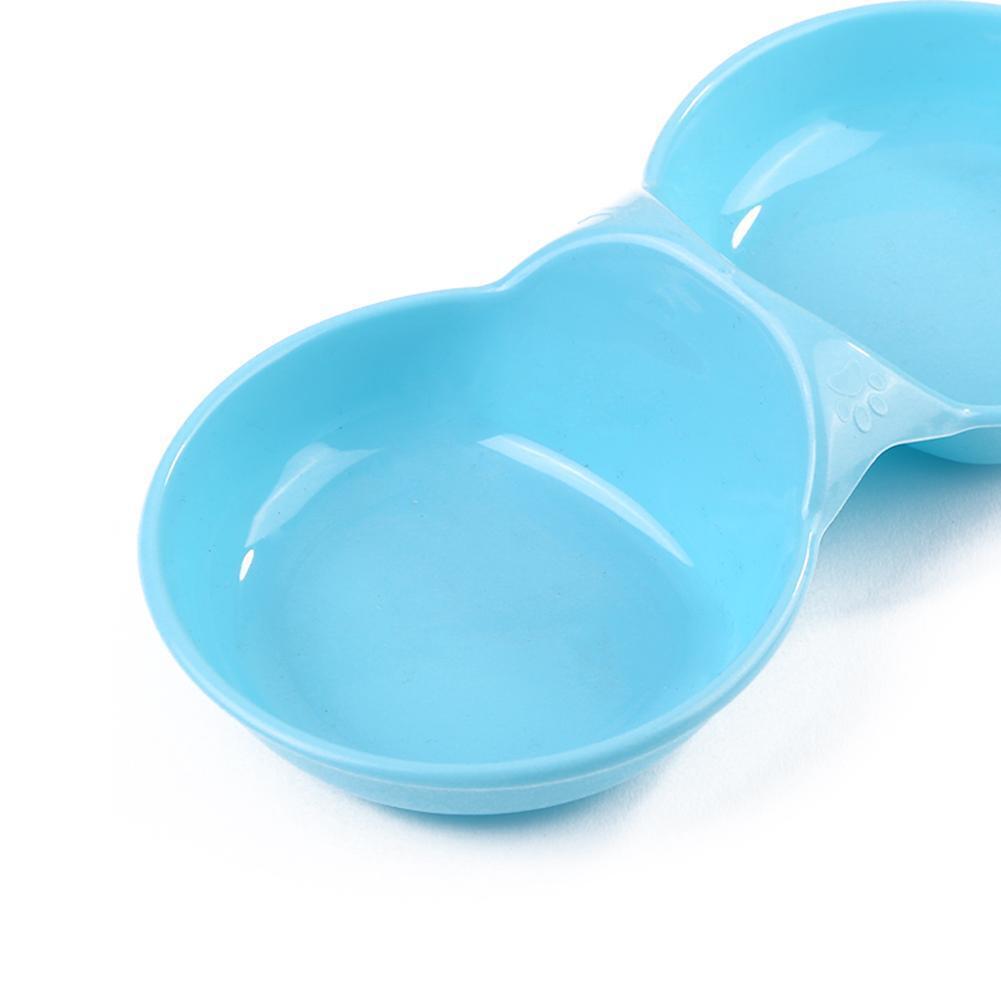 Dog Cat Double Bowl Puppy Food Water Feeder Pets Drinking Dishes (Blue)