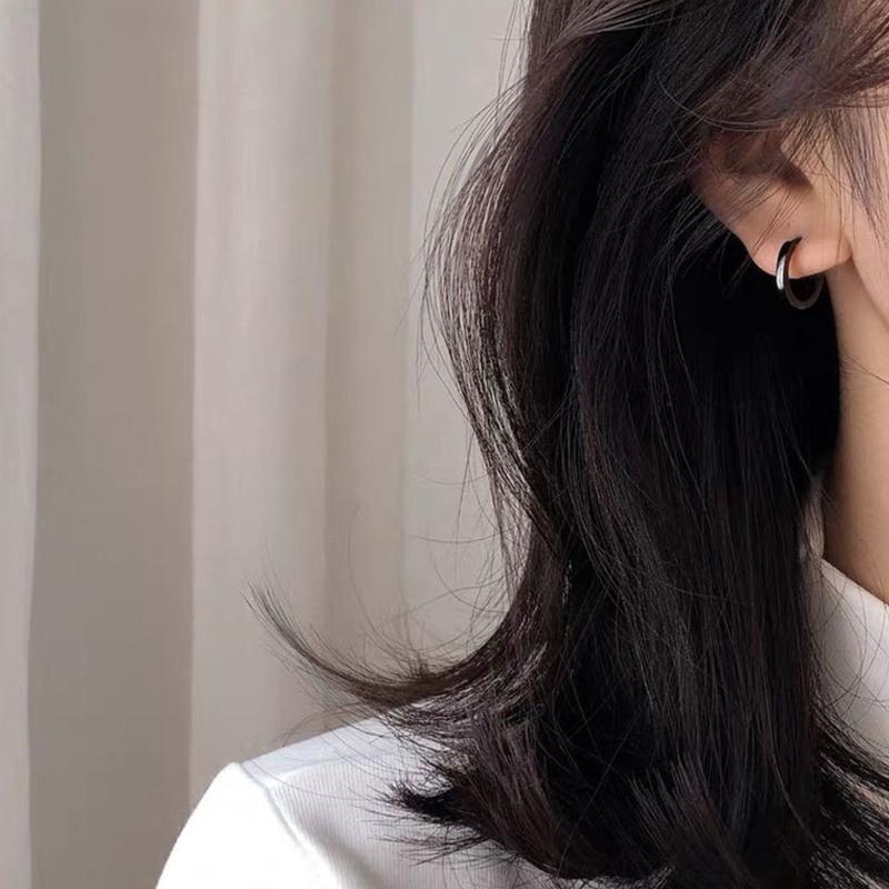 3xUnique Punk Long Tassel Chain Ear Cuff Earrings Stainless Steel Black Earrings