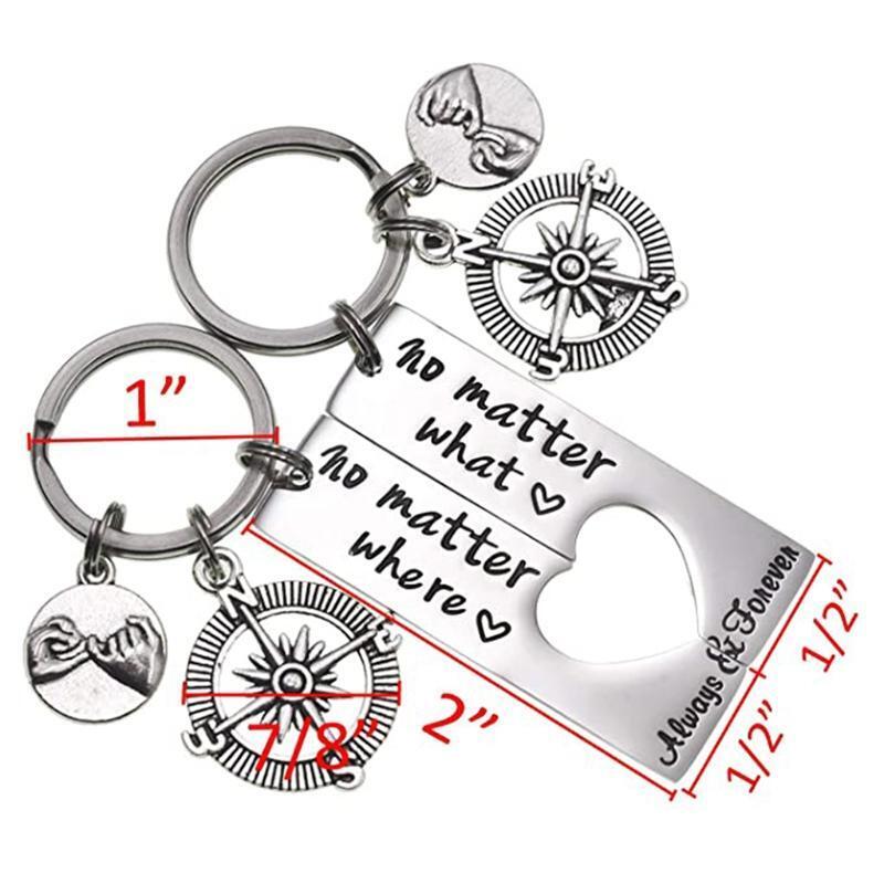 2 Pcs Long Distance Keychain Friendship Gifts for Sister Brother Best Friends