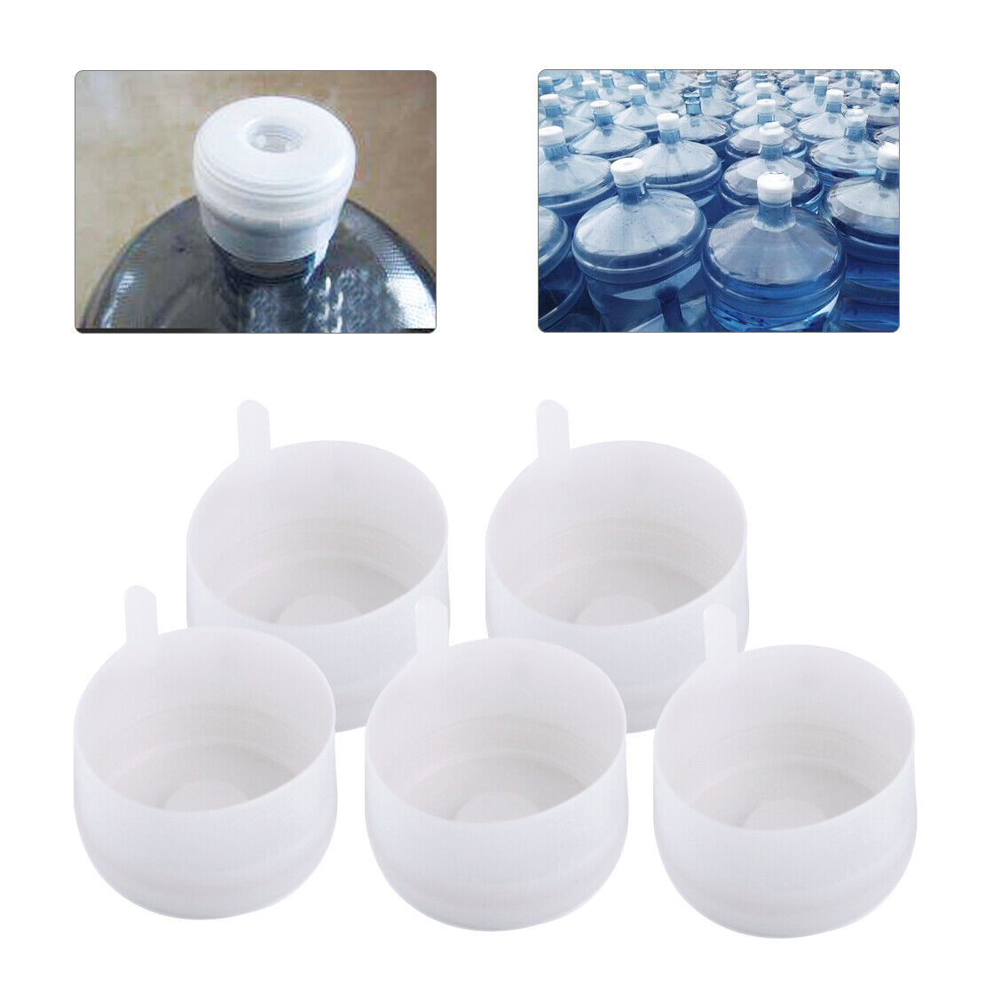 10X White 3/5 Gallon Water Bottle Caps 55mm Replacement Snap On Peel Off Top Li