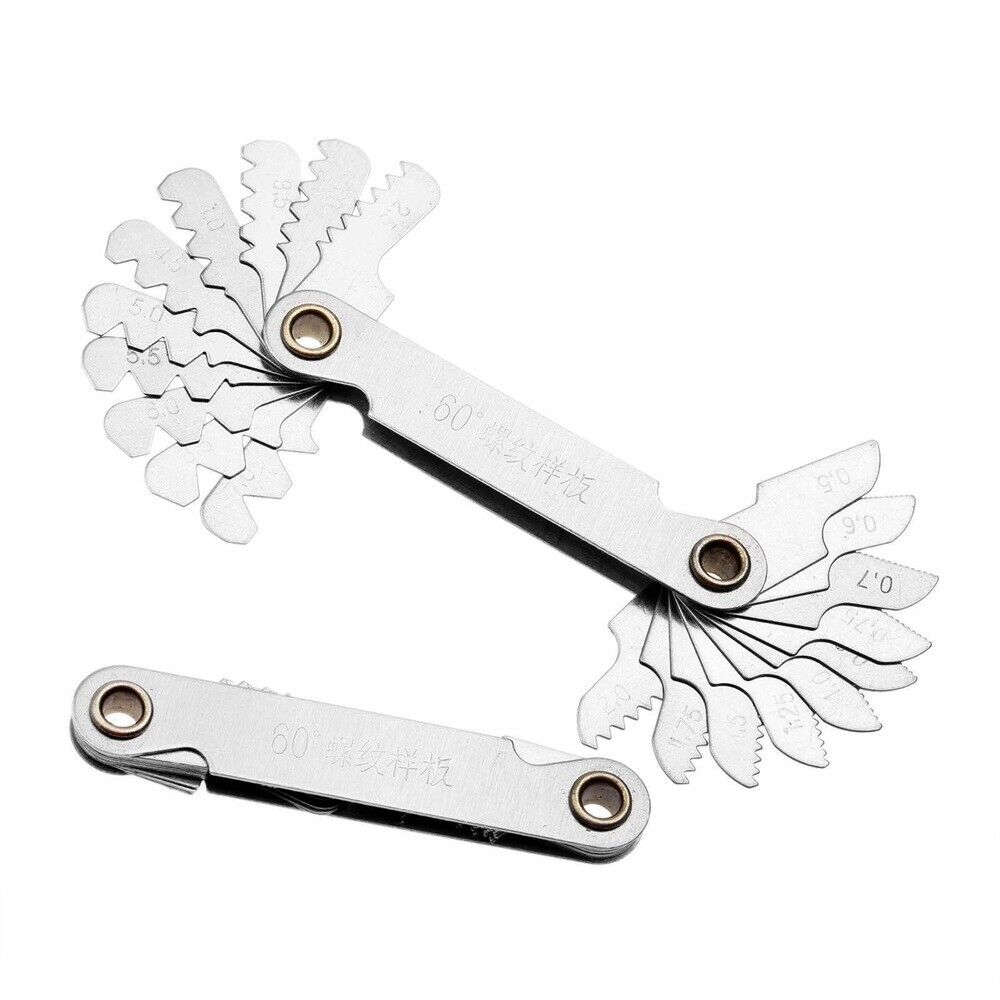 2pcs Steel 60° Dual Head Thread Screw Pitch Gage Gauge Measure Measuring Tool