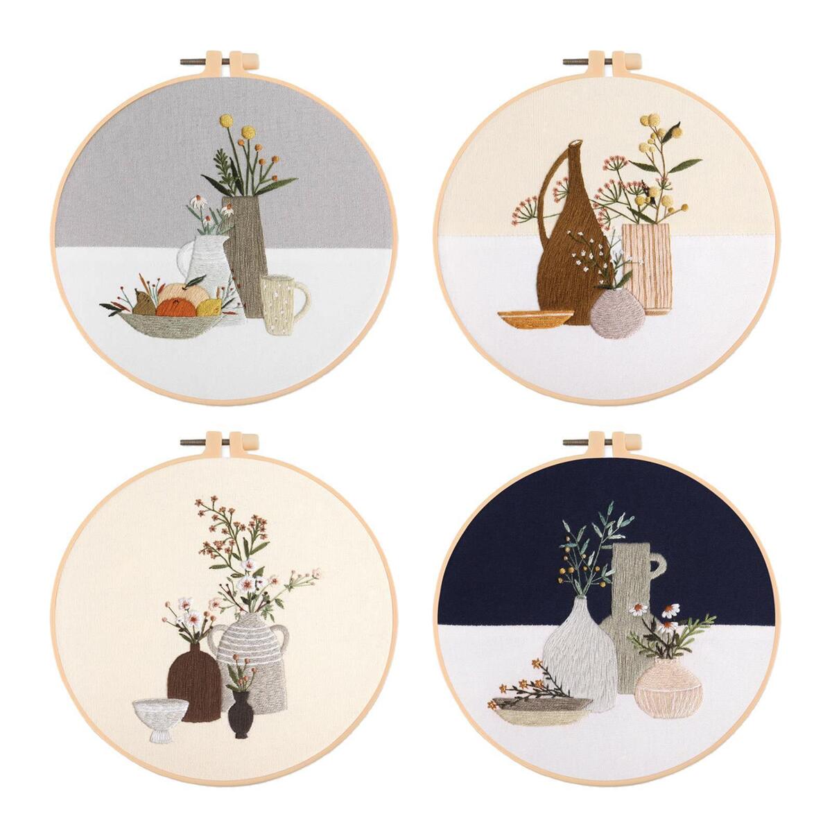 Fityle Set of 4  Embroidery Kit  with Hoop Beautiful