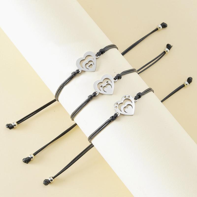 3Pcs Unique Matching Hollow Heart Friendship Bracelets Wristband for Teen Girl