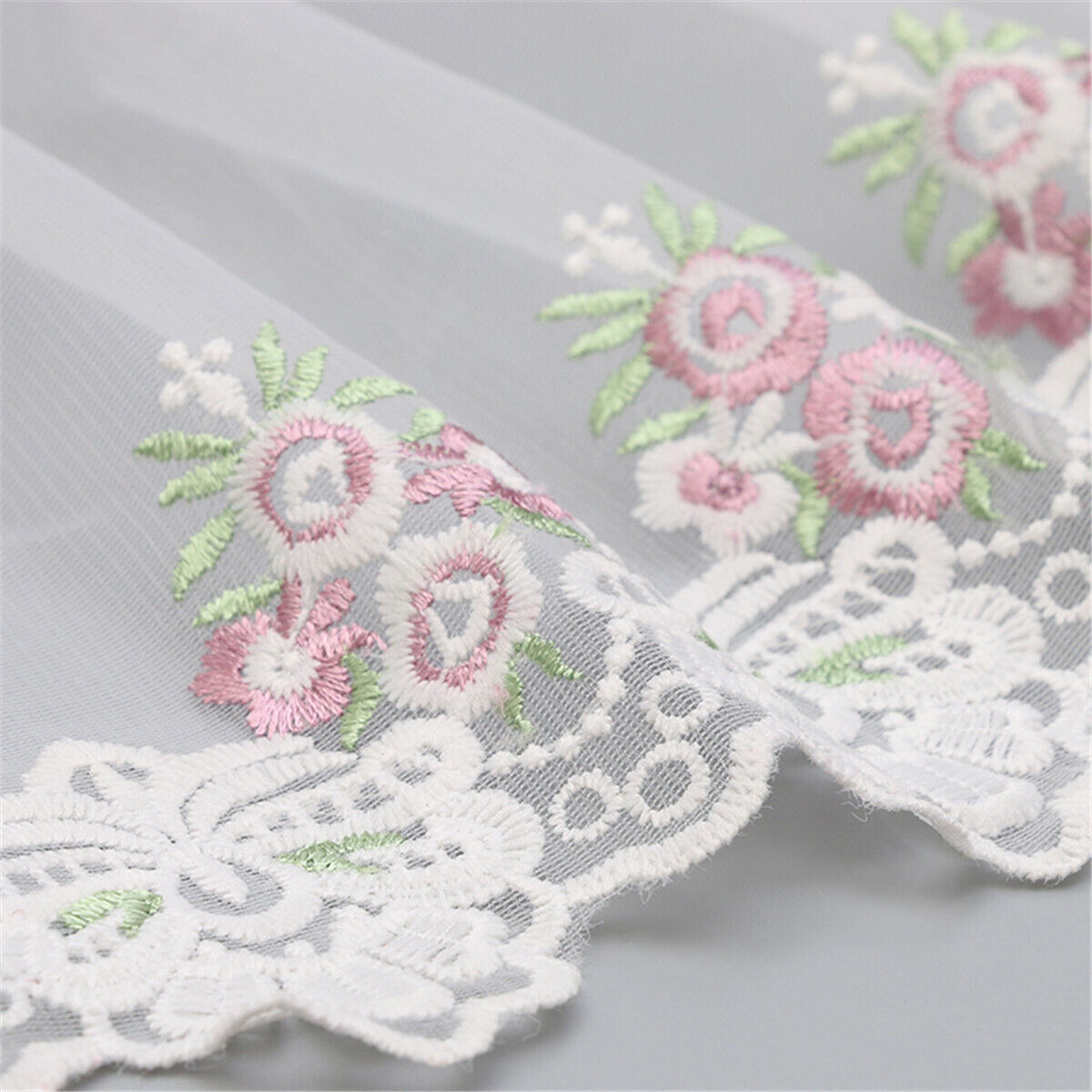 Width 19cm Embroidered Floral Lace Trim Fabric Ribbon Sewing Wedding DIY Craft