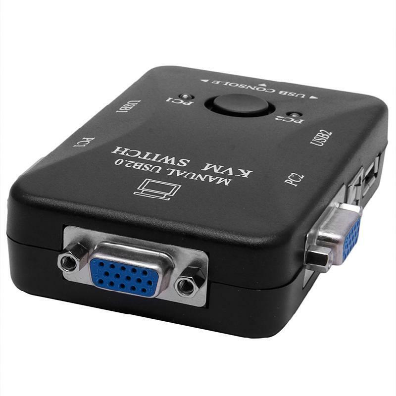 2 Port USB 2.0 KVM VGA Switch Box for 2 PC Printer Mouse Keyboard Monitor Manual
