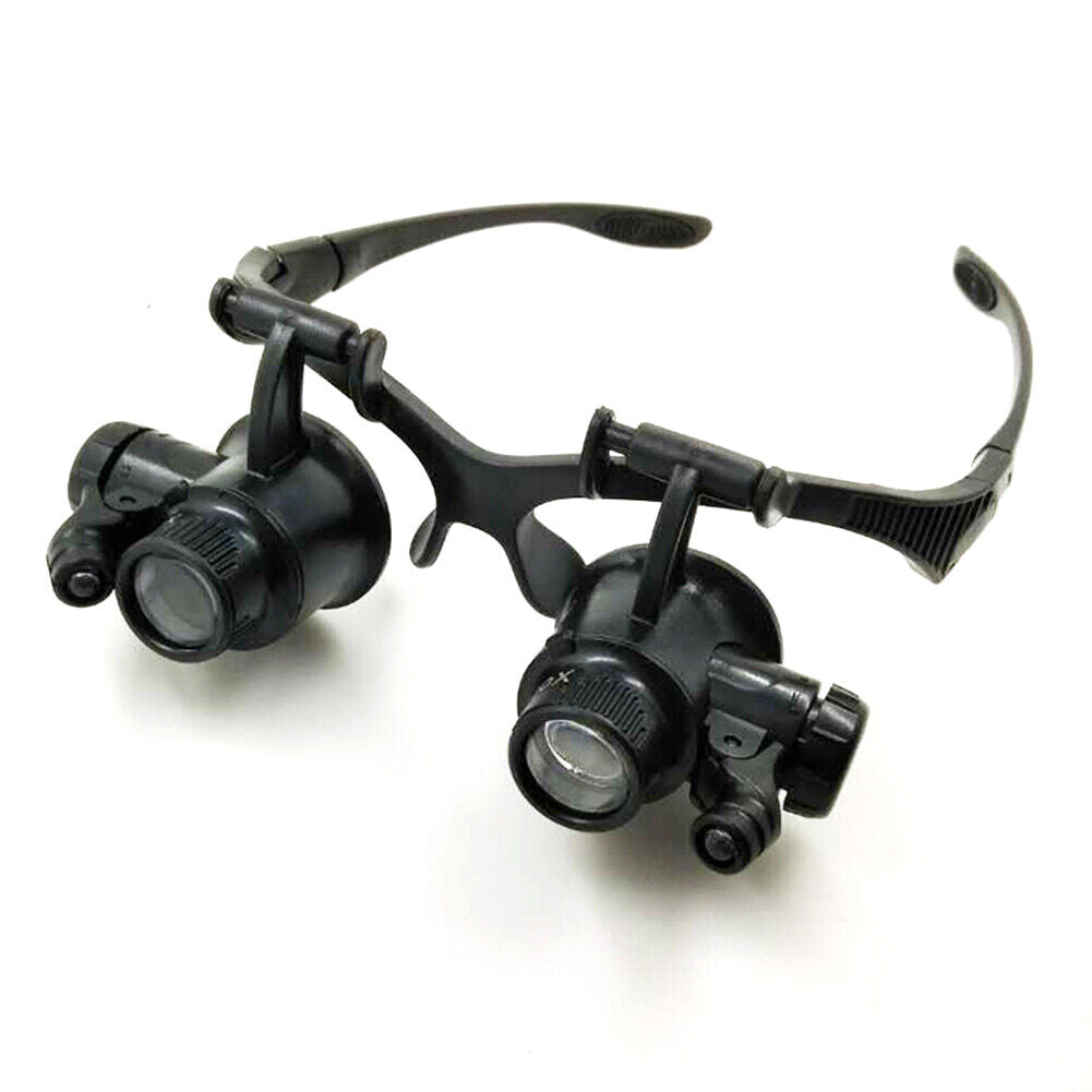 10/15/20/25x Watch Headband Magnifier Glasses with LED Head Jewelry Loupe