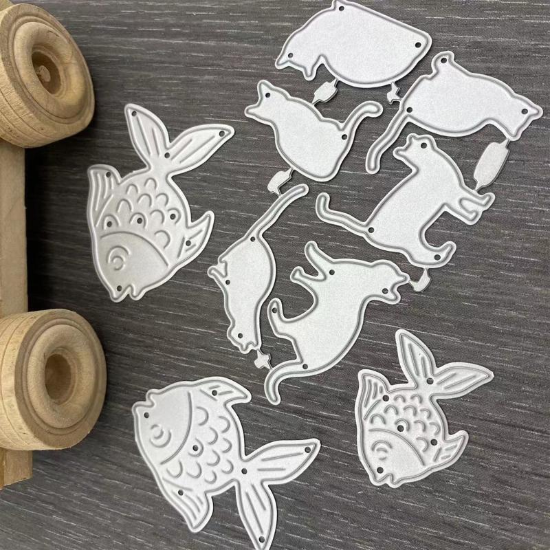 Cute Cat Fish Metal Cutting Dies Stencil DIY Scrapbook Album Paper Card Template