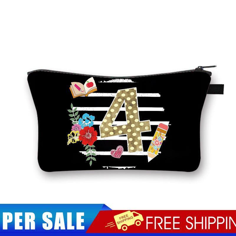 Number Printed Hand Hold Travel Storage Cosmetic Bag Toiletry Bag
