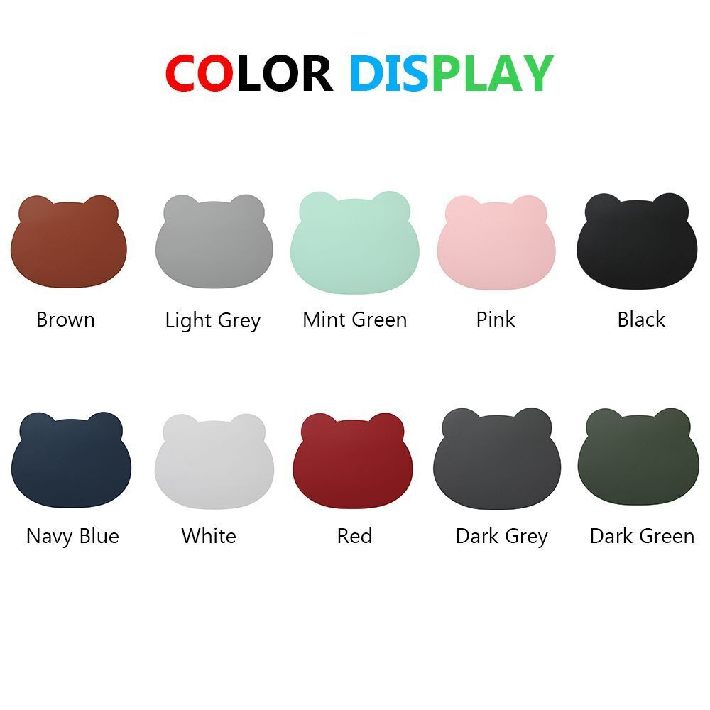 Laptop Computer Home Office PU Leather Bear Head Mouse Pad Keyboard Mice Mat