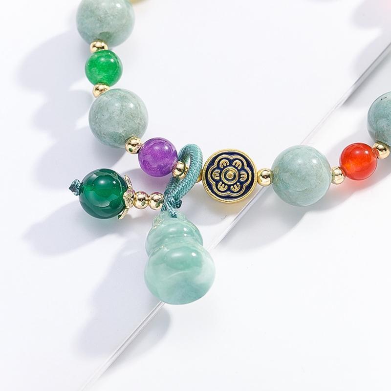 Ladies Female Green Hanging Gourd Lucky Charm Jewelry Accessories Jade Bracelet
