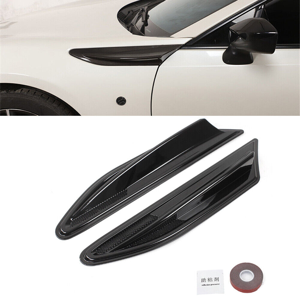 2Pcs Car Side Fender Fin Air Outlet Vents Cover Decoration Black Trim Universal