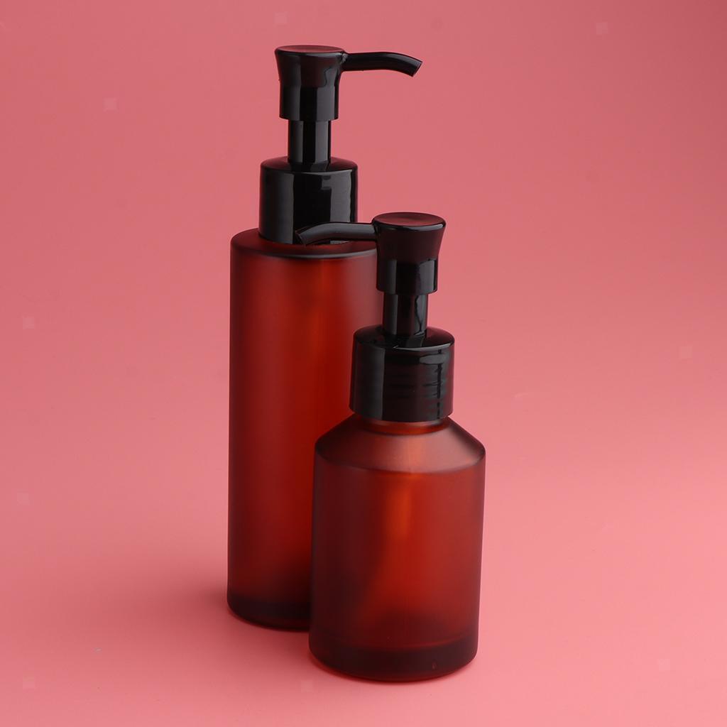 4pcs Empty Glass Pump Bottle Refillable Cosmetic Lotions Bottle 100ml 60ml