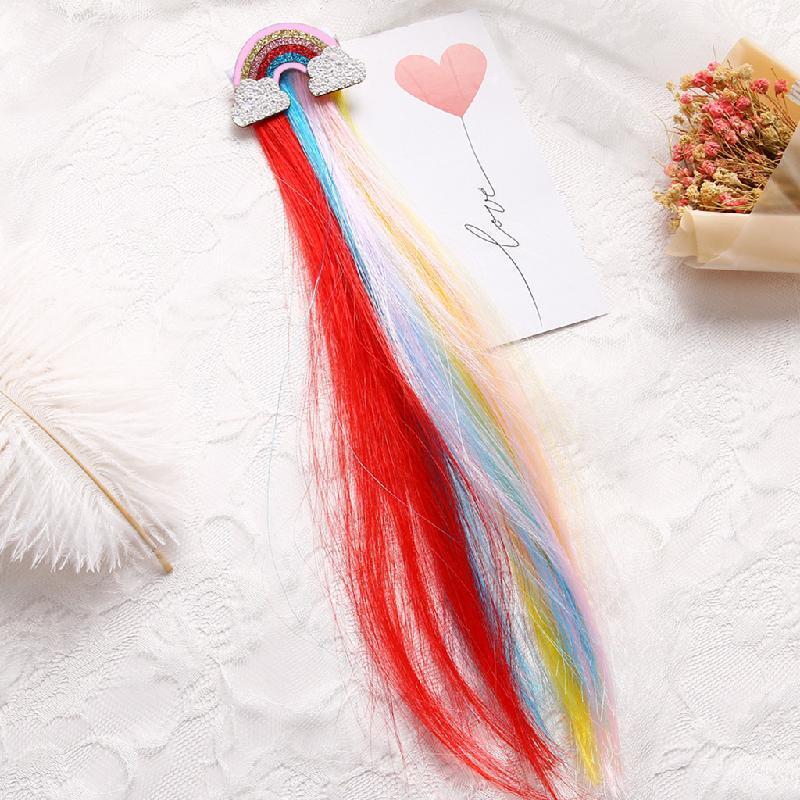 New Rainbow Cloud Side Clip Cute Princess Child Hairpin Long Tassel Color Baby