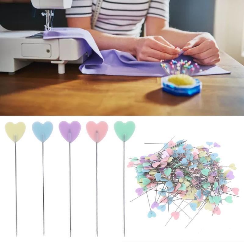 200pcs Heart Dressmaker Pins Needles Jewelry Making Tools DIY Quilting Sewing
